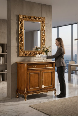 Salle de séjour Meubles Buffet Marron Buffet en bois Deux portes Tiroir
