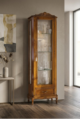 Armoire classique brune avec tiroirs en verre Designer en bois neuf