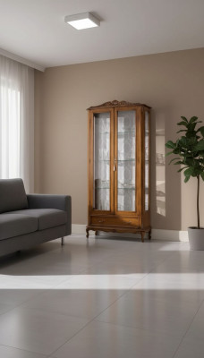 Vitrines en verre de luxe en bois marron, meubles classiques Armoire vitrine