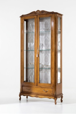 Vitrines en verre de luxe en bois marron, meubles classiques Armoire vitrine