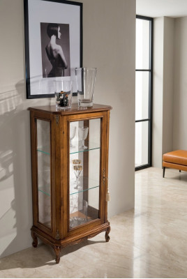 Vitrine en verre de luxe classique marron armoire en décor en bois de designer pour salon