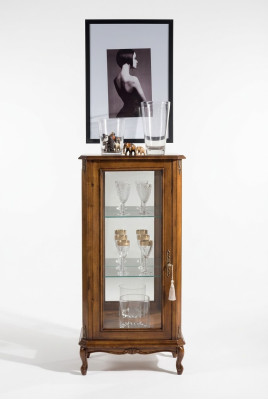 Vitrine en verre de luxe classique marron armoire en décor en bois de designer pour salon