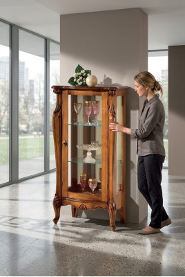 Vitrine classique en verre brun Meuble en bois de luxe Porte en verre Meuble de salon