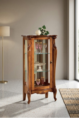 Vitrine classique en verre brun Meuble en bois de luxe Porte en verre Meuble de salon