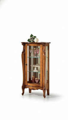 Vitrine classique en verre brun Meuble en bois de luxe Porte en verre Meuble de salon
