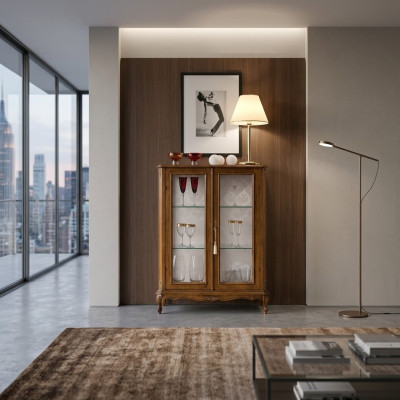 Meuble en bois de haute qualité, marron, style classique, armoire de style r, vitrines.