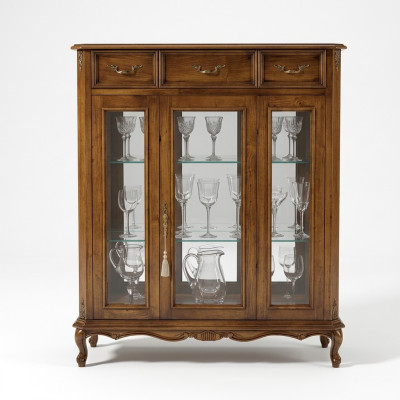 Conception de meubles classiques - Vitrine en verre brun, élégante, luxueuse et neuve.