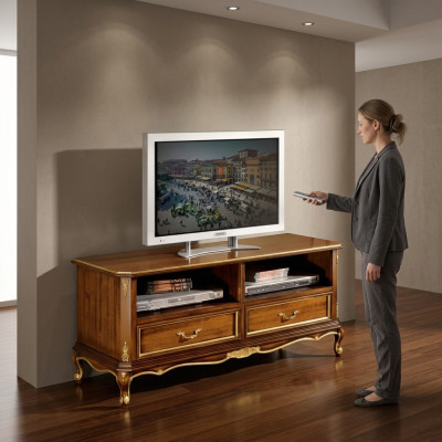 Meuble TV bas classique en brun de haute qualité Meuble latéral de salon