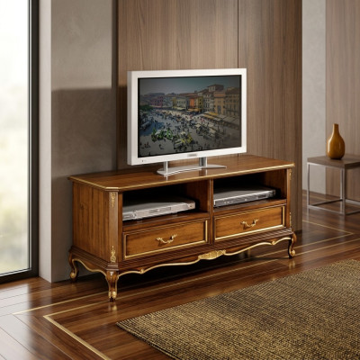 Meuble TV bas classique en brun de haute qualité Meuble latéral de salon