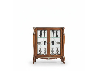 Vitrine en verre marron Buffet en bois de salle de séjour Armoires d'exposition de luxe Étagère de garde-robe
