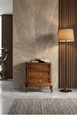 Table de chevet classique marron avec tiroirs Table de rangement Mobilier de chambre à coucher