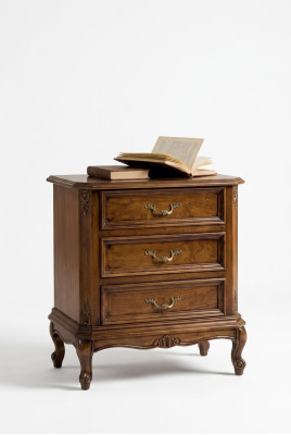Table de chevet classique marron avec tiroirs Table de rangement Mobilier de chambre à coucher