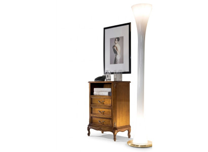 Commode classique Meuble en bois Marron Salon 3 tiroirs Lampe design