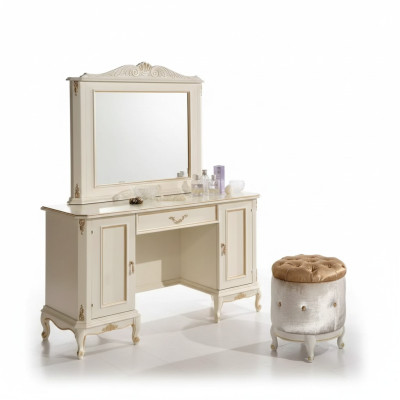 Chic commode blanche avec miroir - Ensemble de meubles classiques de commodes
