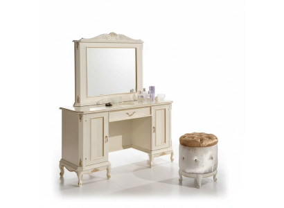 Chic commode blanche avec miroir - Ensemble de meubles classiques de commodes