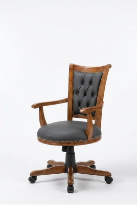 Chaise de bureau pivotante de style classique avec cadre en bois, chaise de direction moderne
