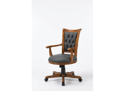 Chaise de bureau pivotante de style classique avec cadre en bois, chaise de direction moderne