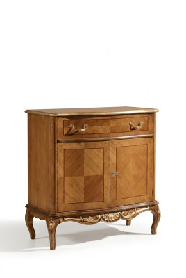 Commode classique marron pour le salon en bois, meuble de rangement, bahut.