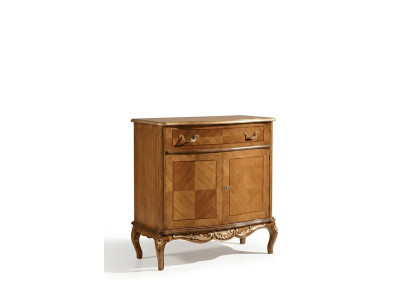 Commode classique marron pour le salon en bois, meuble de rangement, bahut.