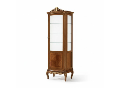 Vitrine marron classique de haute qualité avec une façade en verre, armoire en bois véritable, design de meubles