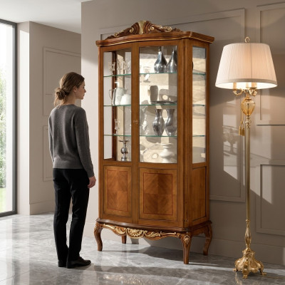 Vitrine de luxe Meubles fantaisie Armoires de garde-robe Vitrines en verre bois Cabinets