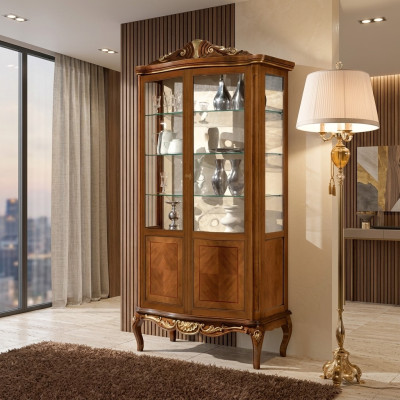 Vitrine de luxe Meubles fantaisie Armoires de garde-robe Vitrines en verre bois Cabinets