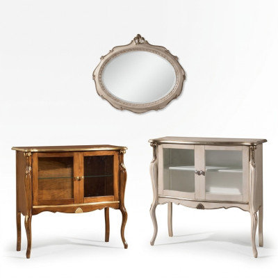 Meuble de salon de table de rangement de luxe de vitrine en verre classique en bois
