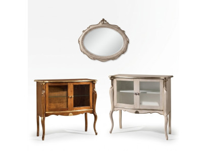 Meuble de salon de table de rangement de luxe de vitrine en verre classique en bois