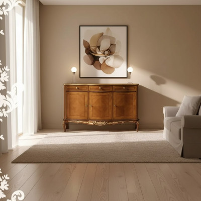 Meubles de salon classiques de haute qualité en brun, buffet commode en bois et commodes.
