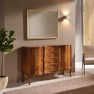 Commode avec tiroirs en bois brun Bahut en bois de design de meubles Classic Commode