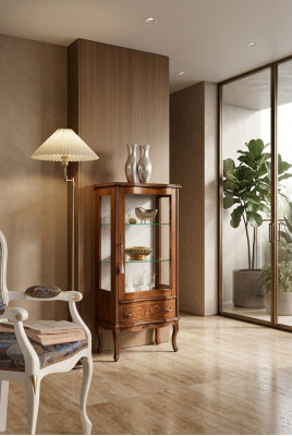 Vitrine classique en bois et verre de luxe pour salon meuble vitrine en verre design de luxe.