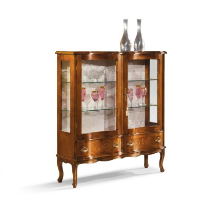 Vitrine en bois marron de luxe en verre Meuble de salon exclusif neuf