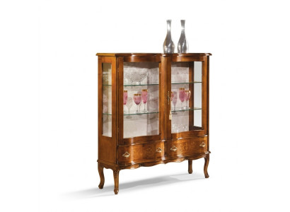 Vitrine en bois marron de luxe en verre Meuble de salon exclusif neuf
