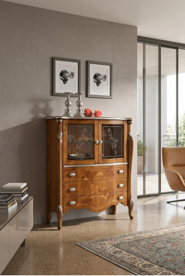 Armoire marron en bois exclusive avec tiroirs nouvelle dans le salon