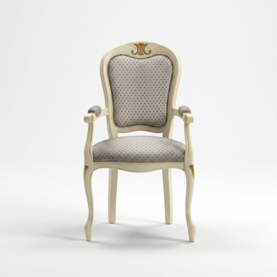 Fauteuil de luxe avec revêtement blanc et accoudoirs pour le salon.