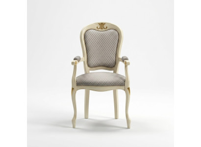 Fauteuil de luxe avec revêtement blanc et accoudoirs pour le salon.