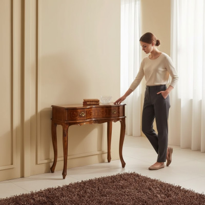 Table console classique r Meuble de luxe en bois Meuble d'appoint pour chambre à coucher