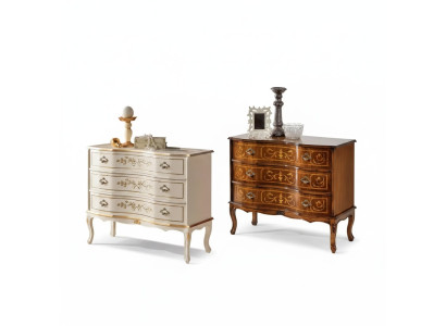 Commode classique 3 tiroirs en bois massif - Mobilier de salon au design.