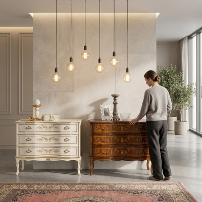 exclusive luxurious new chest of drawers from brown wood for the living room => commode exclusive et luxueuse en bois marron pour le salon