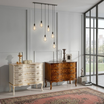 exclusive luxurious new chest of drawers from brown wood for the living room => commode exclusive et luxueuse en bois marron pour le salon