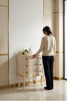 Classique Blanc Commode en bois Meuble de salon Armoire de rangement Nouveau