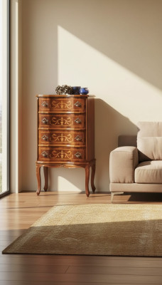Classique Commode à quatre portes en bois brun Meuble de salon neuf Moderne