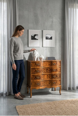 Classique Commode 4 tiroirs meuble en bois Salon Chambre neuf