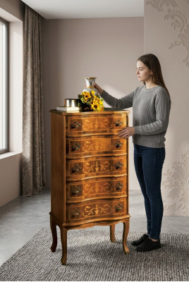 Classique Haute Commode Marron Mobilier de Rangement Design pour Salon
