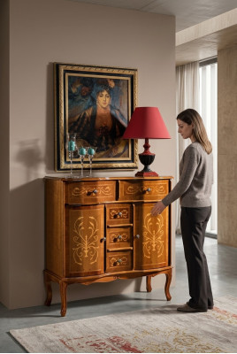 Coffre luxueux marron Commode classique Buffet de salon Mobilier en bois neuf
