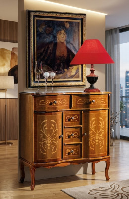 Coffre luxueux marron Commode classique Buffet de salon Mobilier en bois neuf