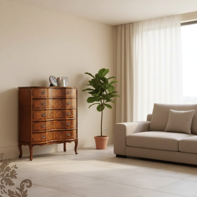 Classique Marron Commode à cinq tiroirs Portes de meuble en bois de designer nouveau