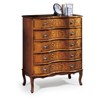 Classique Marron Commode à cinq tiroirs Portes de meuble en bois de designer nouveau