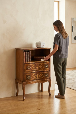 Commode classique Marron 2 tiroirs Meubles en bois de luxe Nouveau salon