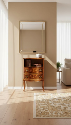 Commode classique Marron 2 tiroirs Meubles en bois de luxe Nouveau salon